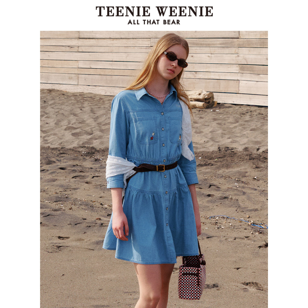 TeenieWeenie小熊奥莱牛仔连衣裙2025夏季新款活力少