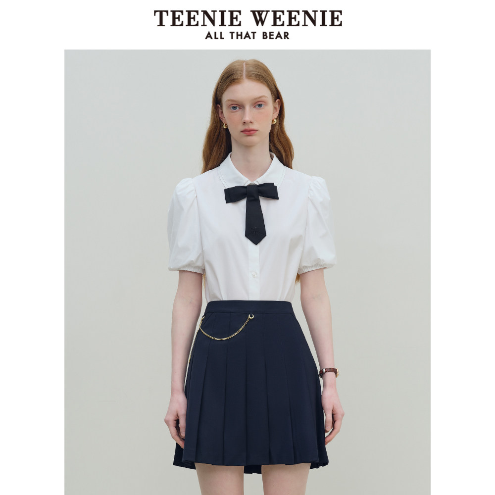 TeenieWeenie小熊奥莱女装夏季设计感法式甜美泡泡袖衬衫