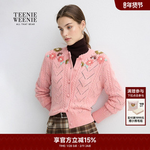 TeenieWeenie小熊奥莱毛针织衫冬季重工花朵绣花毛衣开衫