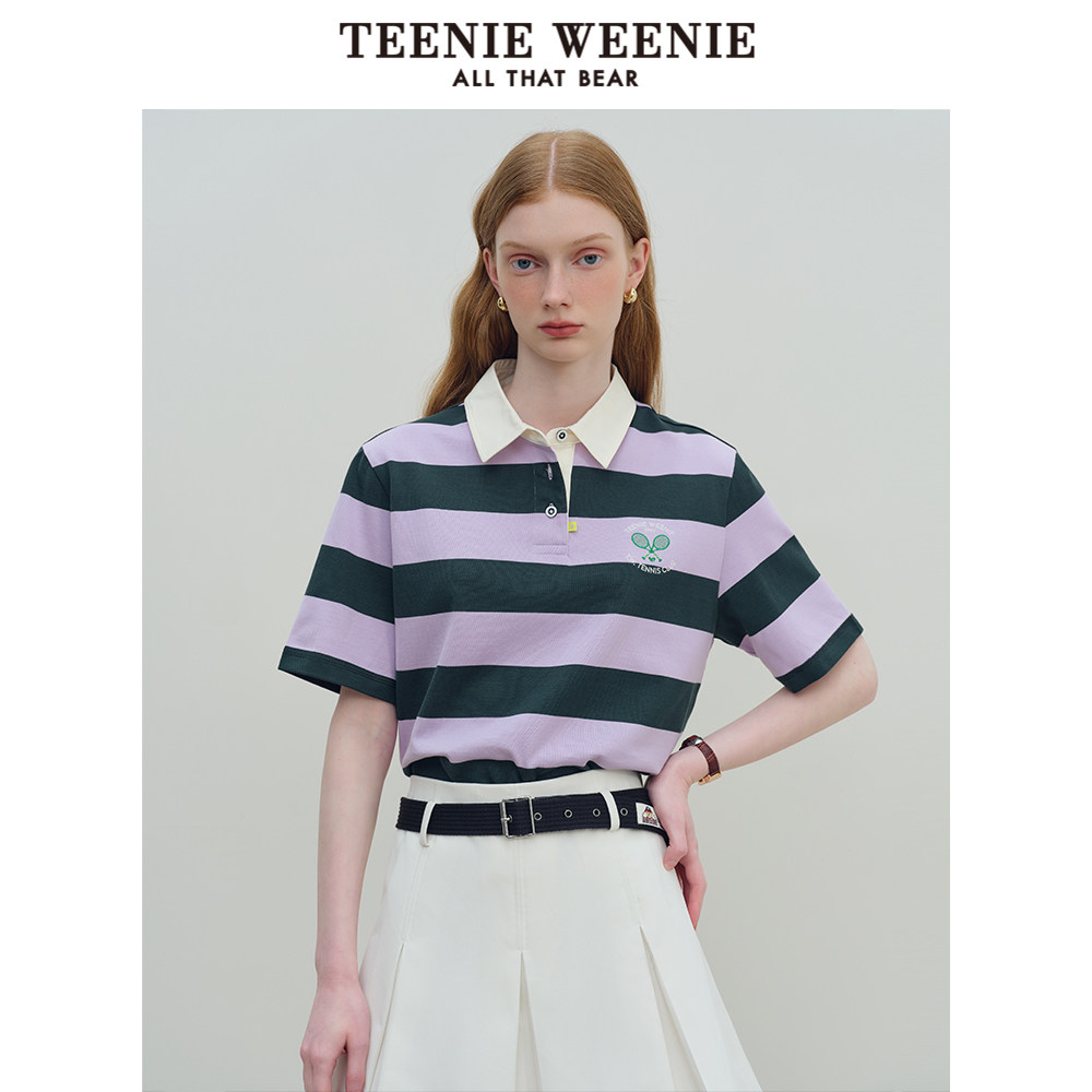 TeenieWeenie小熊奥莱女装年夏季短款条纹POLO衫宽松