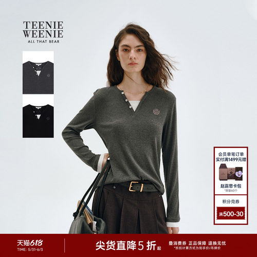 TeenieWeenie小熊女装亨利领T恤