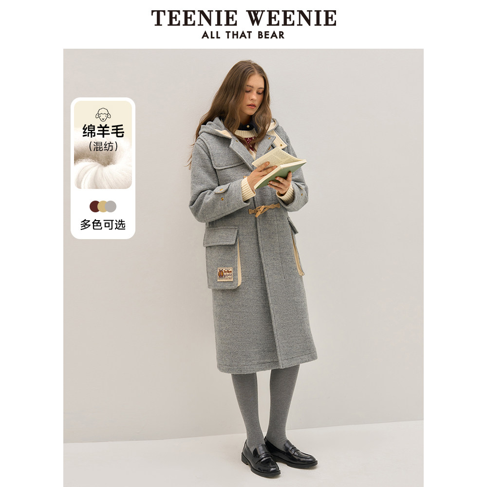 【反季特惠】TeenieWeenie小熊奥莱毛呢大衣绵羊毛混纺外套女装