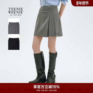 TeenieWeenie小熊奥莱半身裙春季舒适高腰简约气质优雅A字迷你裙
