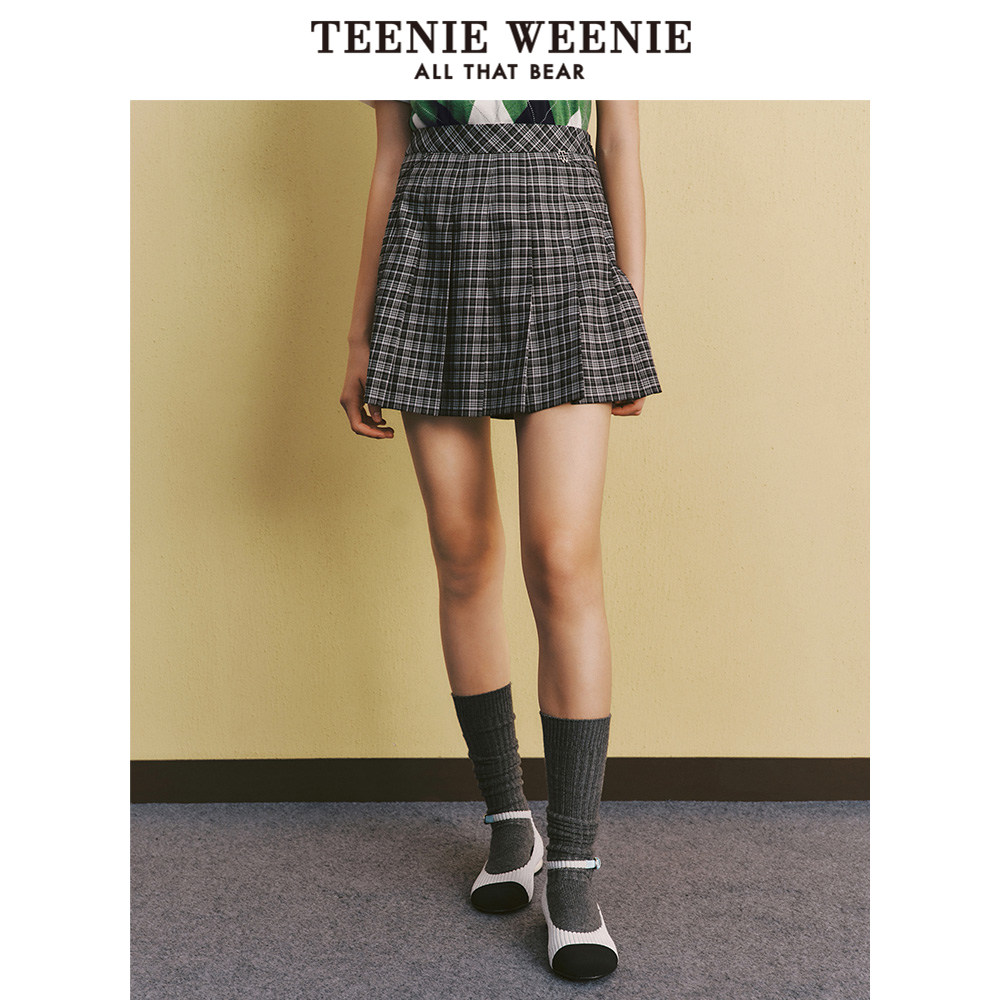 TeenieWeenie小熊奥莱秋季学院风百褶裙A字高腰短裙设计