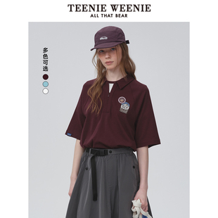 TeenieWeenie小熊奥莱女装 POLO衫 T恤2025年夏款 宽松休闲学院短袖