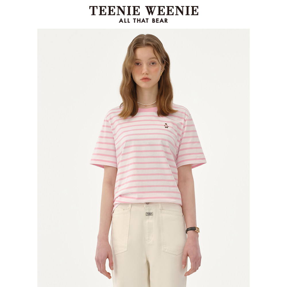 TeenieWeenie小熊奥莱条纹T恤2025夏季新款休闲时尚