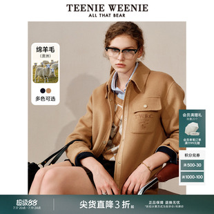 TeenieWeenie小熊奥莱女装冬装澳洲绵羊毛双面毛呢大衣外套