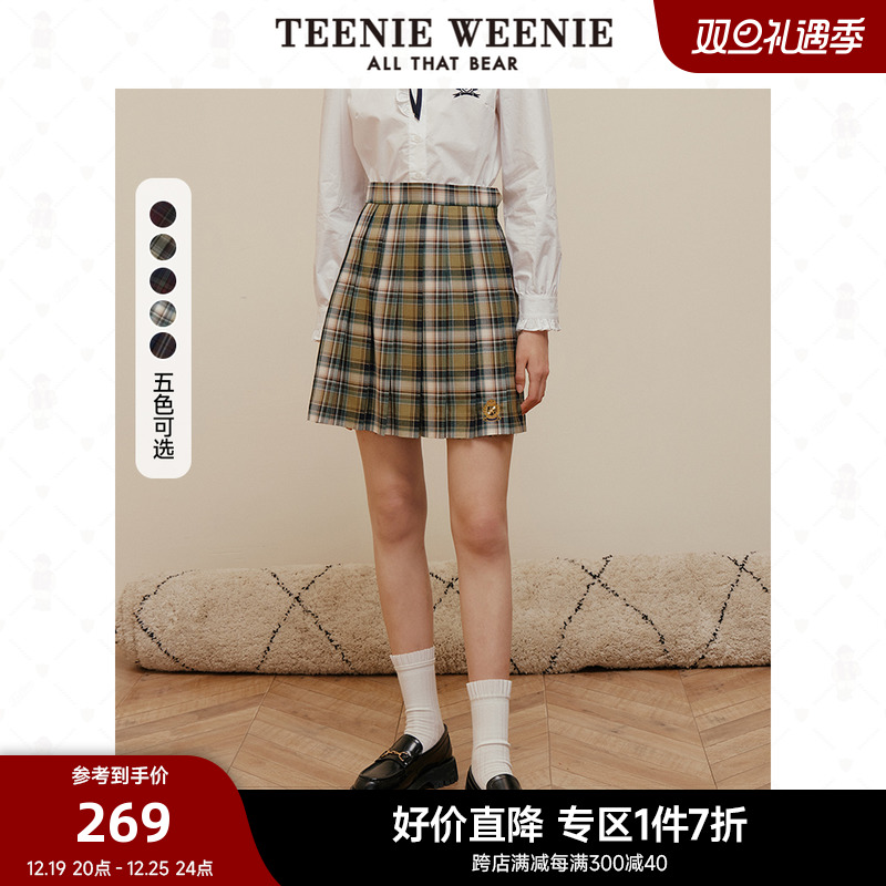 TeenieWeenie小熊奥莱秋冬新款学院风 jk高腰格子裙半身裙