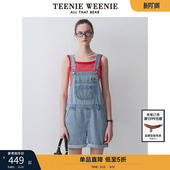 时髦背带休闲牛仔裤 美式 女 连体背带短裤 TeenieWeenie小熊奥莱夏季