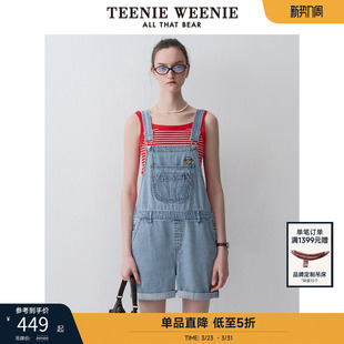 时髦背带休闲牛仔裤 美式 女 连体背带短裤 TeenieWeenie小熊奥莱夏季