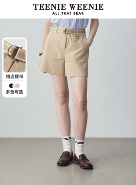 TeenieWeenie小熊奥莱白色高腰休闲裤通勤风短裤女装