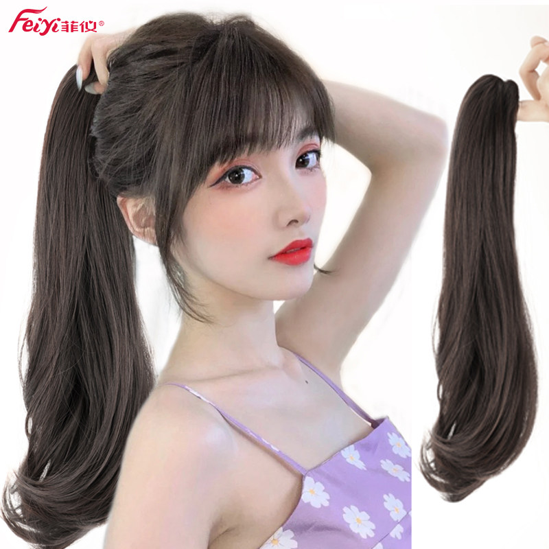 假发女长发抓夹高马尾假发女中长卷发自然网红烫发微卷大波浪辫子