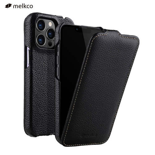 Melkco适用苹果15Pro手机壳iPhone14ProMax真皮壳14Plus保护套13promax翻盖皮质壳15promax复古13mini经典壳 - 封面