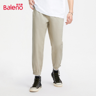 班尼路纯色简约休闲裤 休闲裤 男简约日系潮流百搭裤 拼款