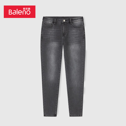 班尼路修身显瘦长裤牛仔裤