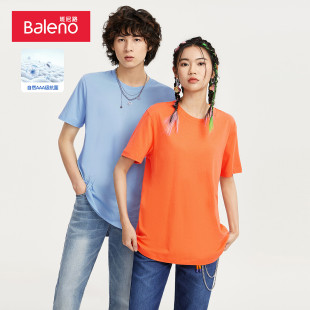 短袖 班尼路夏季 潮流情侣款 休闲纯色中性T恤男纯棉抗菌打底衫 新款
