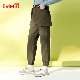 梭织长裤 班尼路秋季 舒适休闲腰带半橡筋头弹力束脚工装 女装 新品