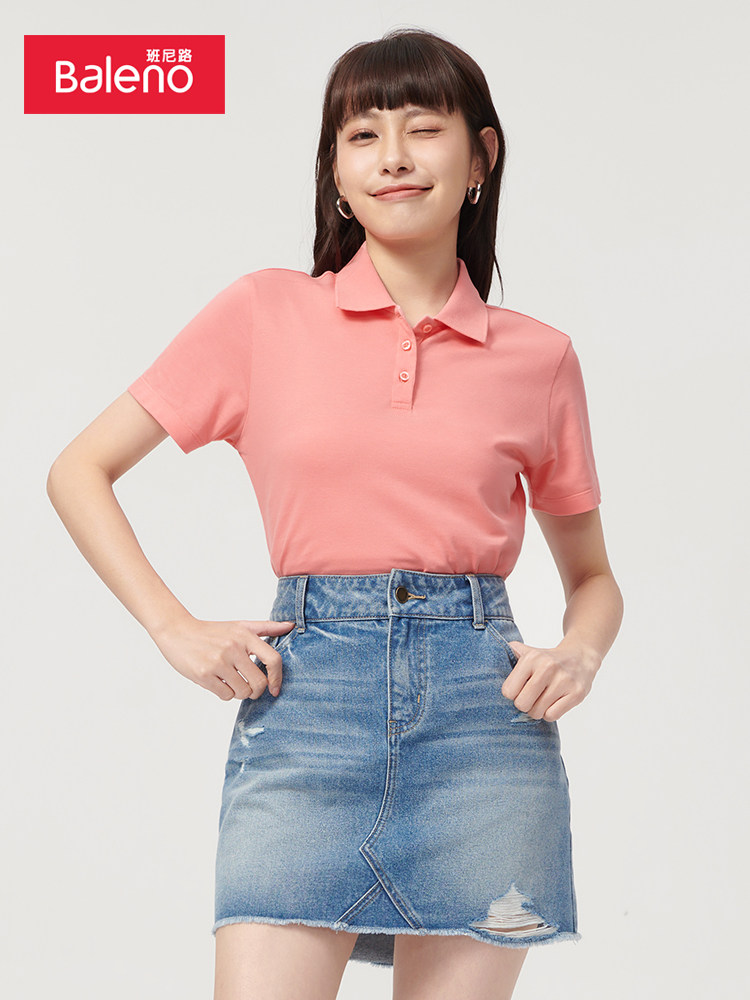 BALENO 여름 신작 캐주얼 솔리드 컬러 티셔츠 라펠 폴로 셔츠 여성 비즈니스 통근 반팔 탑