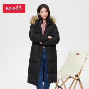 简约轻薄保暖长款 班尼路秋季 时尚 女装 毛领控温连帽羽绒 新品