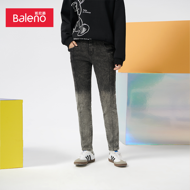 班尼路秋季新品渐变水洗牛仔裤