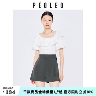 清仓 连体裤 飘蕾荷叶边泡泡袖 拼接收腰显瘦甜美套装 女夏季 时尚