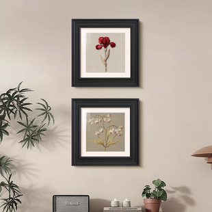 法式中古风小众艺术挂画高级感卧室床头装饰画客厅玄关正方形壁画