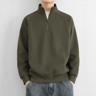 山东即墨卫衣源头工厂中山半拉链立领男款2025春秋冬美式复古外套