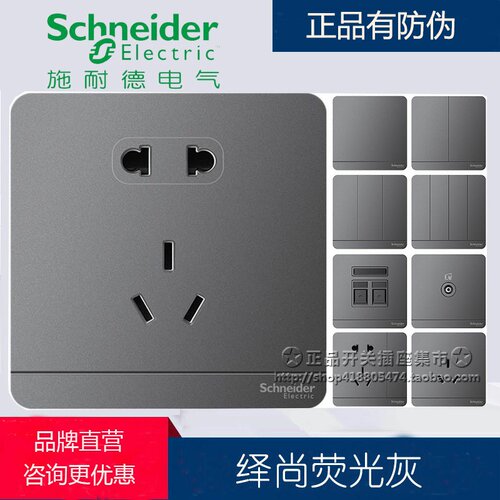 荧光灰色中国大陆86型施耐德开关