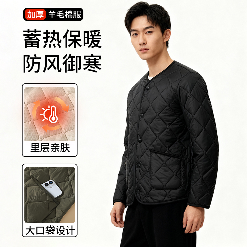 男士加绒加厚保暖棉衣