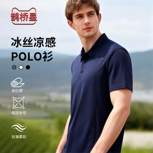 男士 正肩翻领加大码 夏季 透气短袖 t恤冰丝凉感上衣户外 新款 polo衫