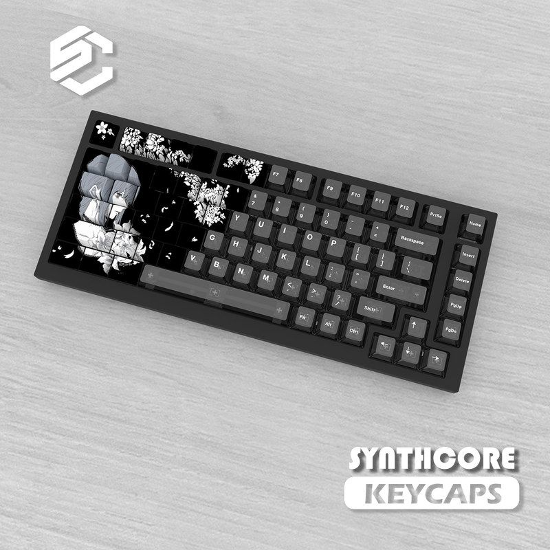 花朵黑雾透键帽PC材质支持夜魔键