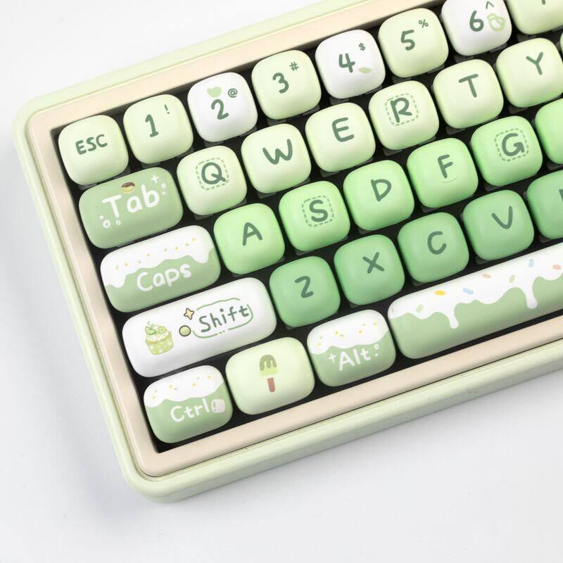 MOG馒头键帽绿色甜品大全套PBT热升华键帽分列式空格7u增补