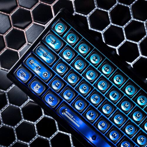 XVX黑色猫眼石客制化透光机械键盘帽原厂高度max弦月雾透