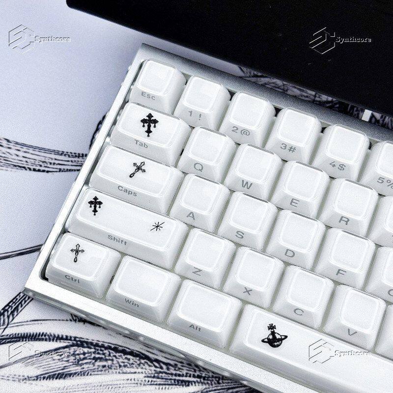 果冻白侧刻130键+克罗心爱心侧刻键双色高度注塑机械键盘wooting