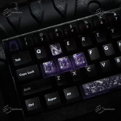 雾透黑PC透光键帽碳纤维11键小