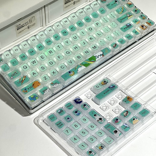 未来时代绿全透明水晶键帽DIY客制化键帽wooting60 80小蜜蜂68