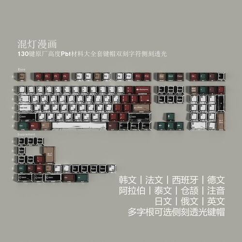 JCM漫画混灯双刻透光Pbt原厂键帽
