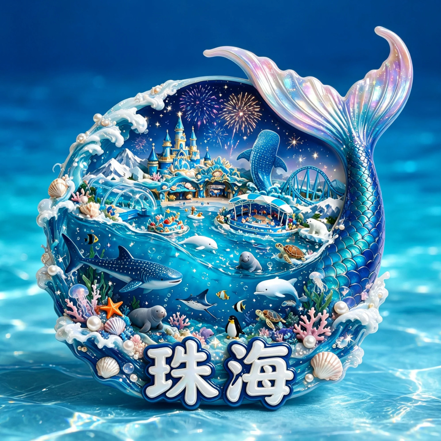 珠海海洋王国鲸鲨馆金属冰箱贴图片