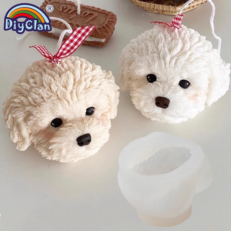 泰迪狗头蜡烛硅胶模具DIY动