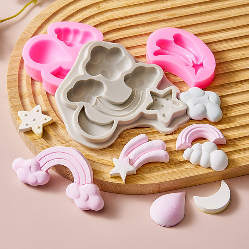 液态滴胶模具 天气彩虹云朵 摆件插牌 蛋糕diy 翻糖巧克力干佩斯