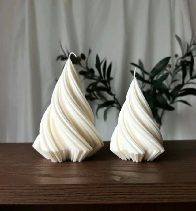 扭转螺旋圆锥奶油小塔蜡烛模具 香薰硅胶DIY模具