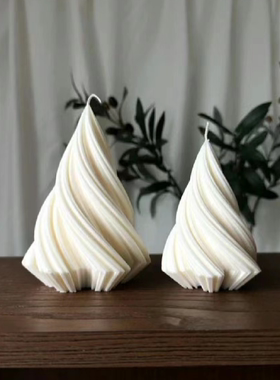 扭转螺旋圆锥奶油小塔蜡烛模具 香薰硅胶DIY模具