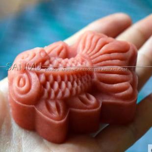 异形立体鲤鱼50-65克手压创意1片月饼模具模型印具家用 中式