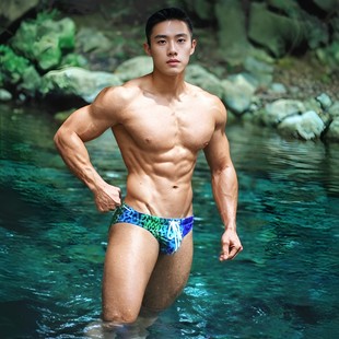 潮流游泳裤 男士 豹纹度假狂野性感时尚 温泉沙滩低腰三角裤 泳衣 泳裤
