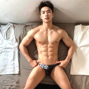 男士内裤字母性感低腰三角裤速干透气牛奶丝超薄比基尼运动性感潮