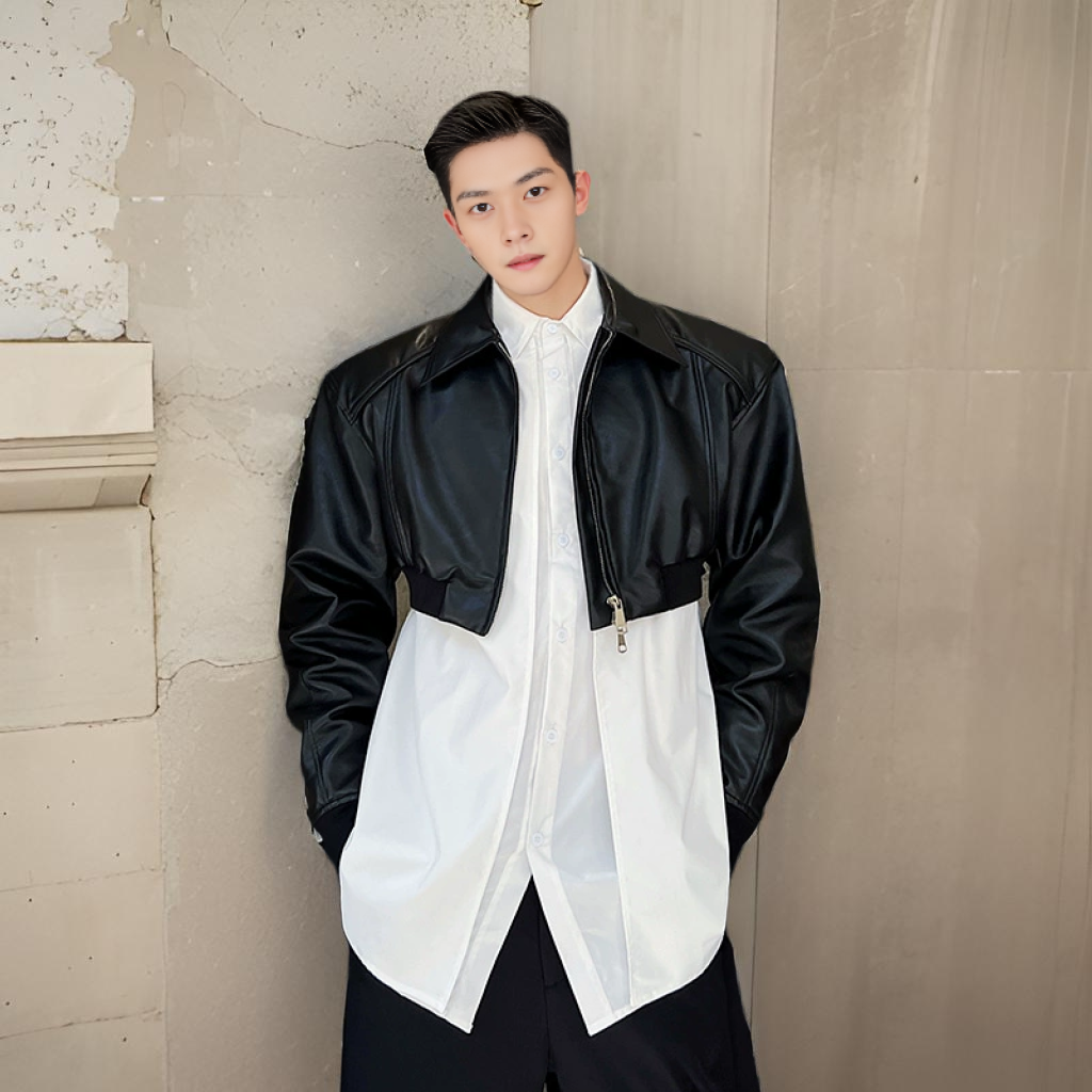 男士2025春装短款皮衣夹克外套