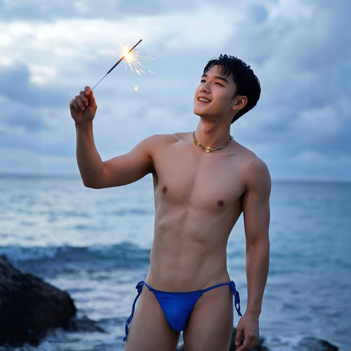 男士性感低腰三角裤速干系带U凸立体内裤青年纯色纯欲绑带运动潮