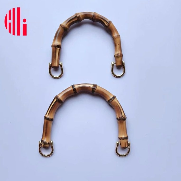 加粗 中号半圆U型竹子竹手挽竹节提手竹节包手提把配件透明手柄包