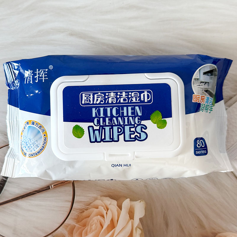 倩挥厨房清洁湿巾强力去污一次性抽取式80片装厨房湿巾强力清洁图片