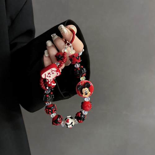 自制原创重工链ins卡通小熊米奇手工串珠包挂件ccd挂饰钥匙扣